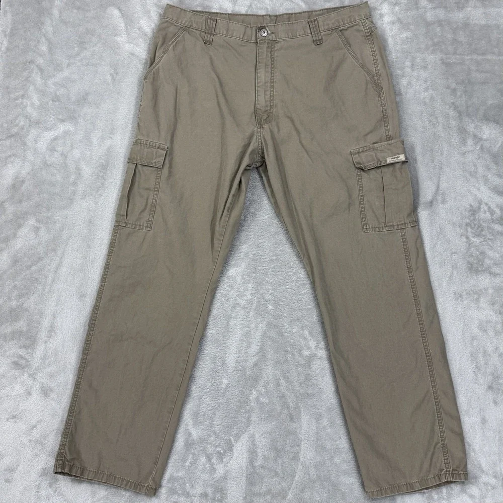 Wrangler Pants Mens‎ 38x32 Beige Ripstop Cargo Relaxed Workwear Hiking Gorpcore